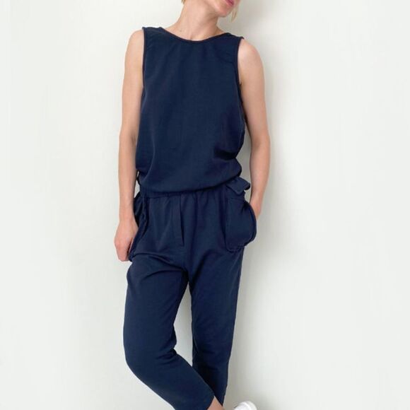 NEW $279‎ Sibel Saral Ayer Cargo Pockets Sleeveless Knit Jumpsuit Medium - Picture 1 of 13